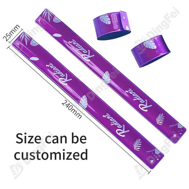Fluorescent Purple Custom PVC Reflective Wrist Slap Band - 